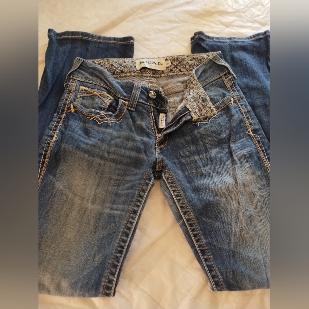Ariat Blue Denim Jeans with Paisley Trim